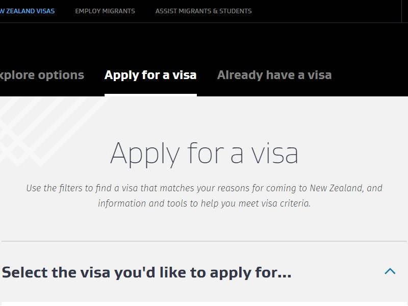 Xin visa New Zealand online bước 1