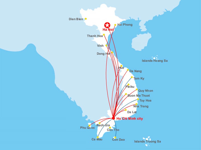 Hãng Vietjet có bao nhiêu đường bay nội địa hiện tại?