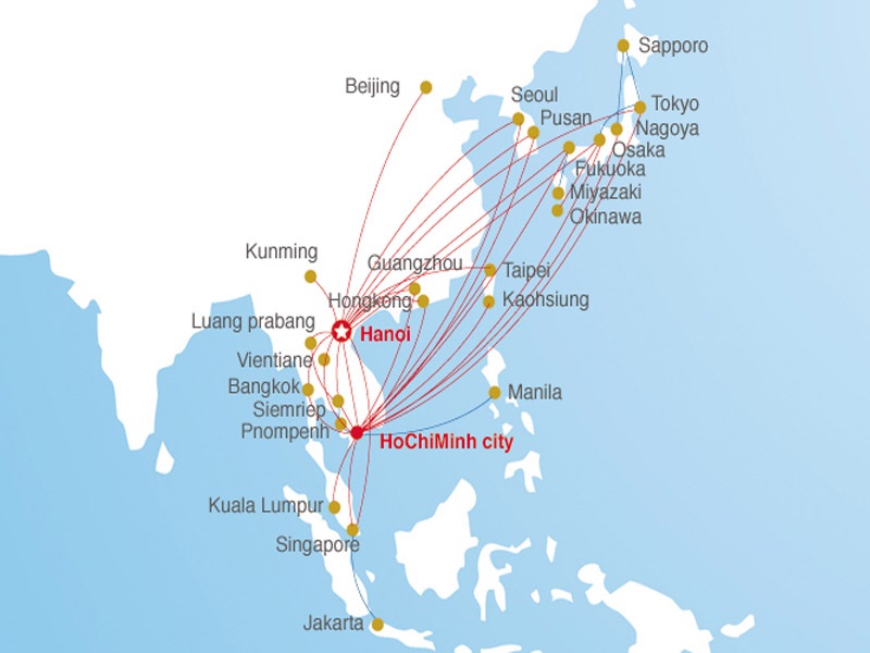 Chi tiết các tuyến bay quốc tế của Vietjet