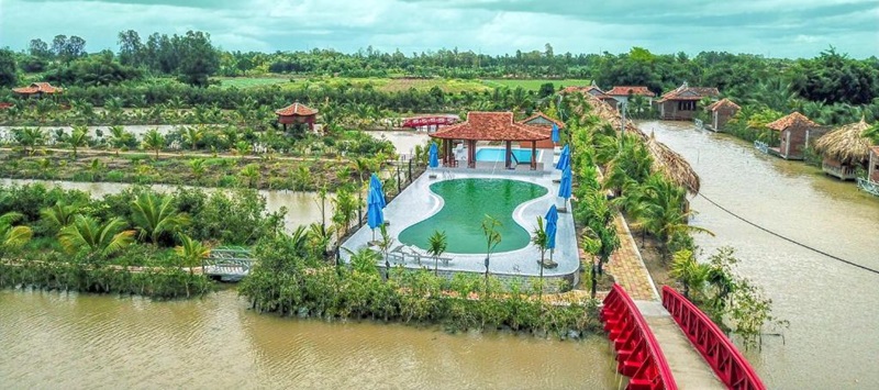 Không gian tại Casa Eco Mekong resort Cần Thơ.